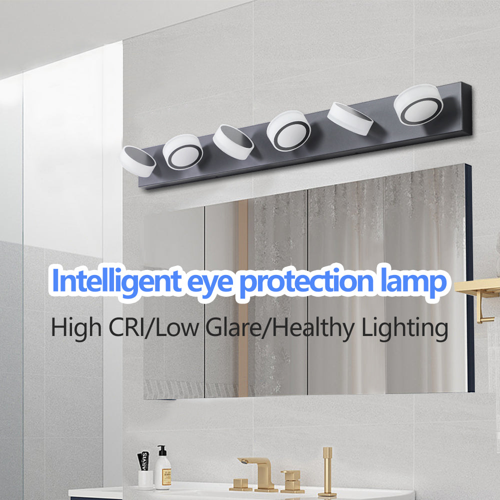 LED Modern Black 6-Light Vanity Lights Fixtures Over Mirror Bath Wall Lighting