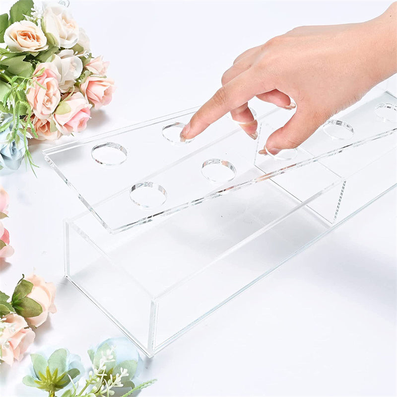 Flower Acrylic Vase Clear Rectangular Acrylic Vase With Lid Long Decorative Floral Vases