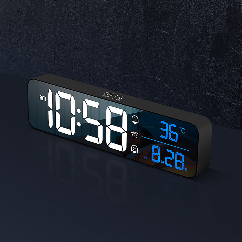 Digital Alarm Clock Creative Led Charging Intelligent Mirror Electronic Clock Wall Mounted Desktop Dual Purpose