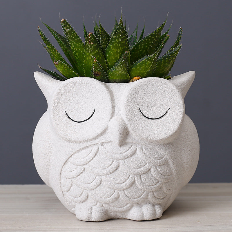 Flower pot ceramic indoor creative simple desktop small animal flower ornaments