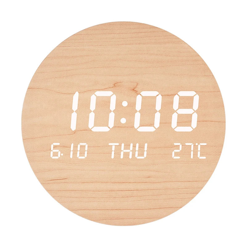 LED Digital Wall Clock Temperature Date Time Display Mute Creative Clock for Living Room Bedroom Nordic Style Hanging Clock