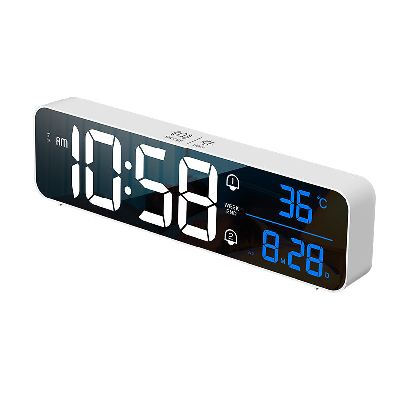 Digital Alarm Clock Creative Led Charging Intelligent Mirror Electronic Clock Wall Mounted Desktop Dual Purpose