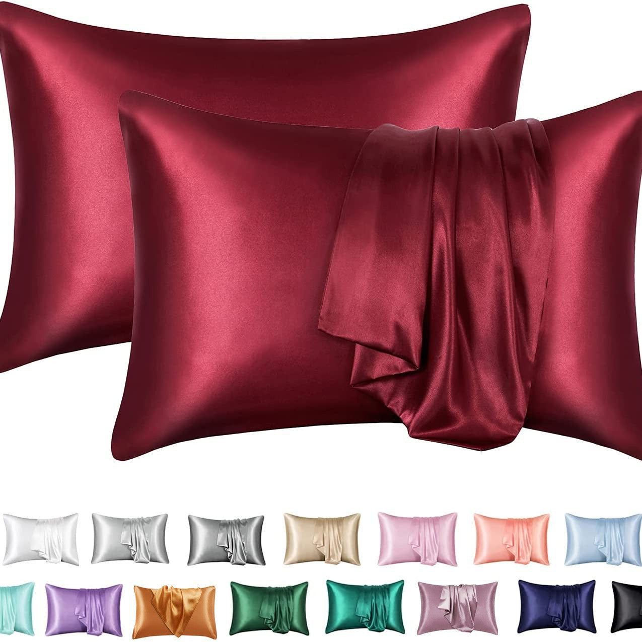 Simulation silk solid color polyester pillowcase envelope pillow pillow cases pillow pair multi-color