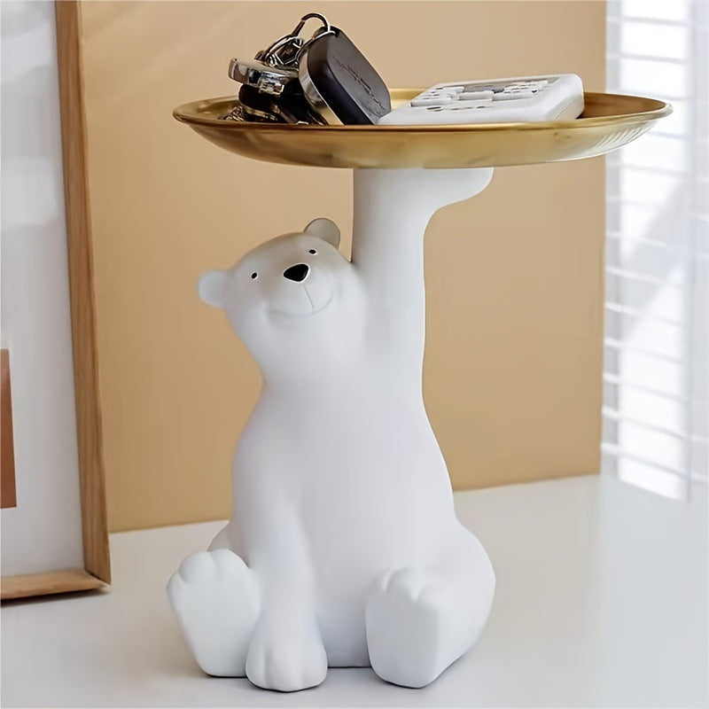 Polar bear landing storage ornament living room entrance key storage tray home TV cabinet decoration ornament