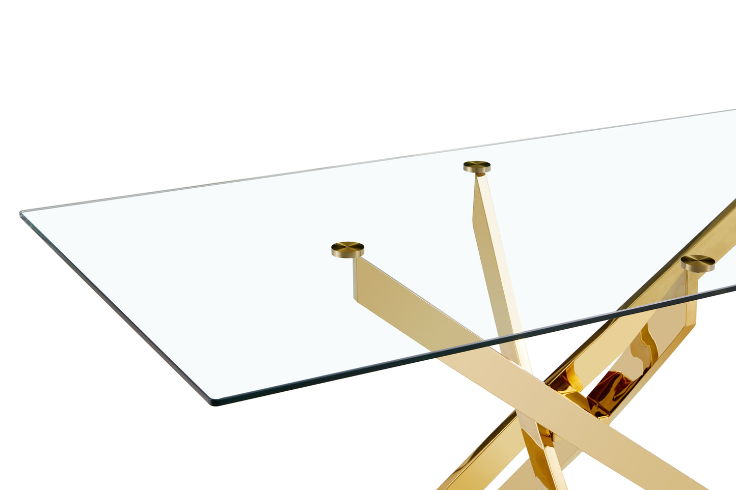 BL-16080-CLEAR GLASS-GOLD TABLE CLEAR GLASS TOP