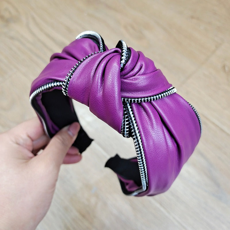 PU leather wide edge knotted hair accessories