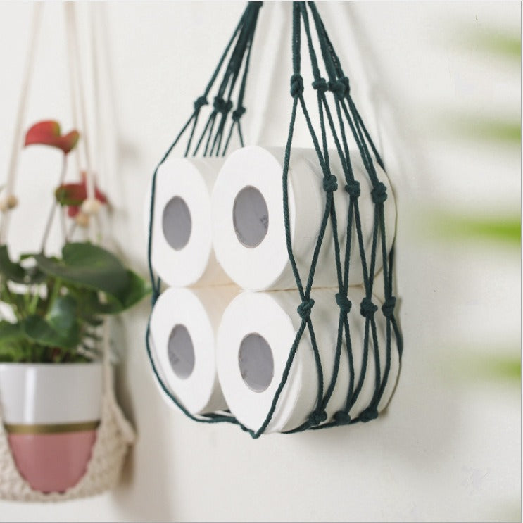 Living room wall hanging paper bag, paper roll, cotton rope storage, hanging bag, magazine and book storage