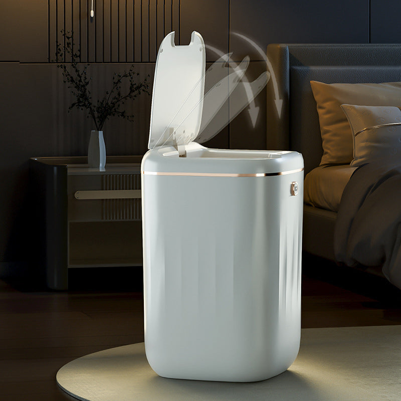 Xiaomi White Light Luxury Intelligent Sensor Garbage Can Home Living Room Silent Slow Drop Kitchen Touch-Free Open Lid Garbage Can