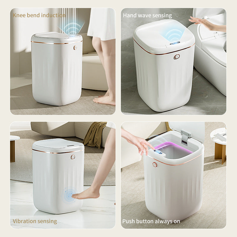 Xiaomi White Light Luxury Intelligent Sensor Garbage Can Home Living Room Silent Slow Drop Kitchen Touch-Free Open Lid Garbage Can