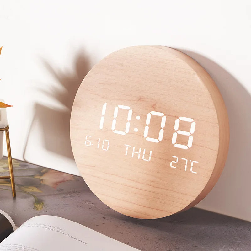 LED Digital Wall Clock Temperature Date Time Display Mute Creative Clock for Living Room Bedroom Nordic Style Hanging Clock