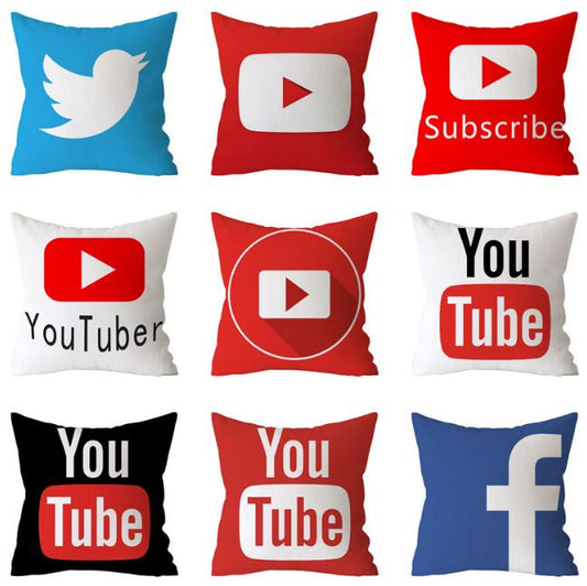 Instagram Youtube Facebook google twitter Pinterest Customized Zippered Square Throw Pillowcase Sham Protector