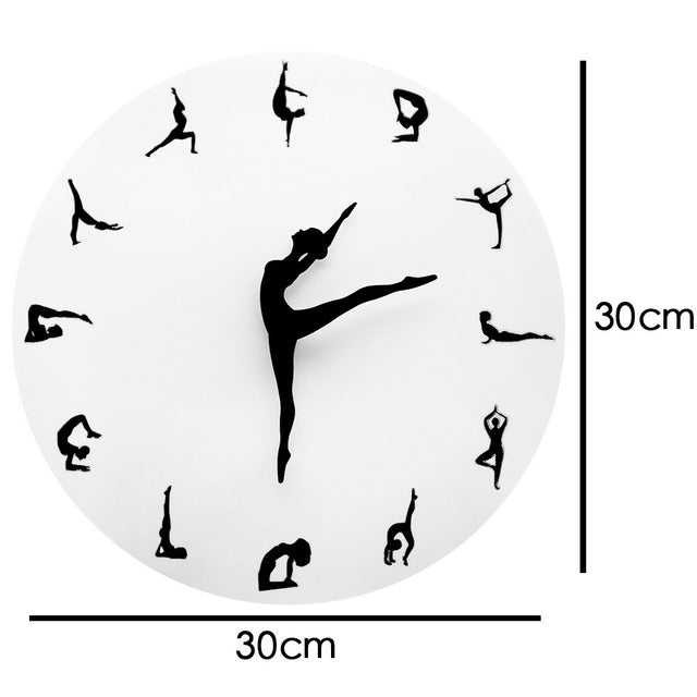 Yoga Postures Wall Clock GYM Fitness Flexible Girl Silent Modern Clock Watch Home Decor Meditation Decor Yoga Studio Relax Gift