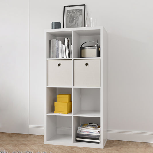 Smart Cube 8-Cube Organizer Storage with Opened Back Shelves 2 X 4 Cube Bookcase Book Shleves for Home Office (White)