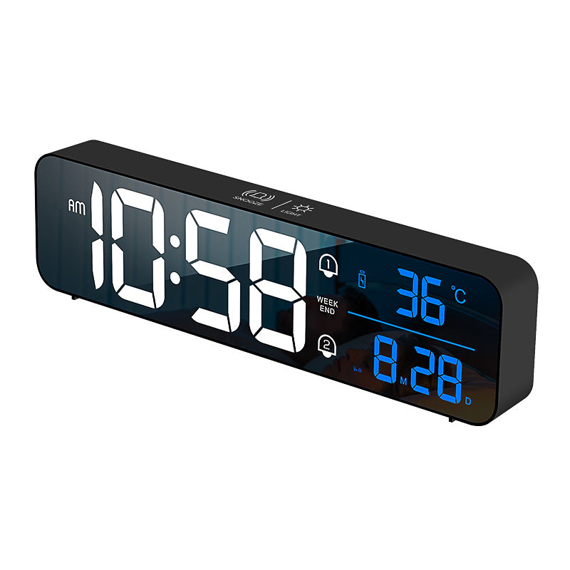 Digital Alarm Clock Creative Led Charging Intelligent Mirror Electronic Clock Wall Mounted Desktop Dual Purpose