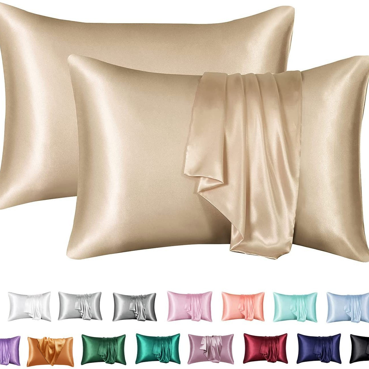 Simulation silk solid color polyester pillowcase envelope pillow pillow cases pillow pair multi-color