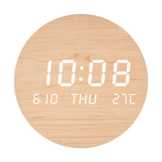 LED Digital Wall Clock Temperature Date Time Display Mute Creative Clock for Living Room Bedroom Nordic Style Hanging Clock