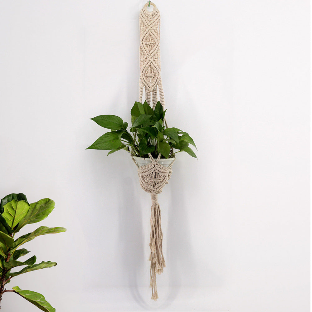 Gardening Greening Creative Flower Pot Net Pocket Hand-Woven Cotton Hemp Rope Hanging Basket Meat Plant Hanger