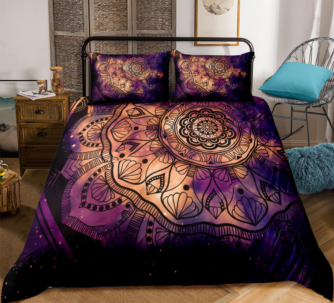 Mandela Home Textiles Boho Bed Sheet Quilt Cover Pillow Cover Three Piece