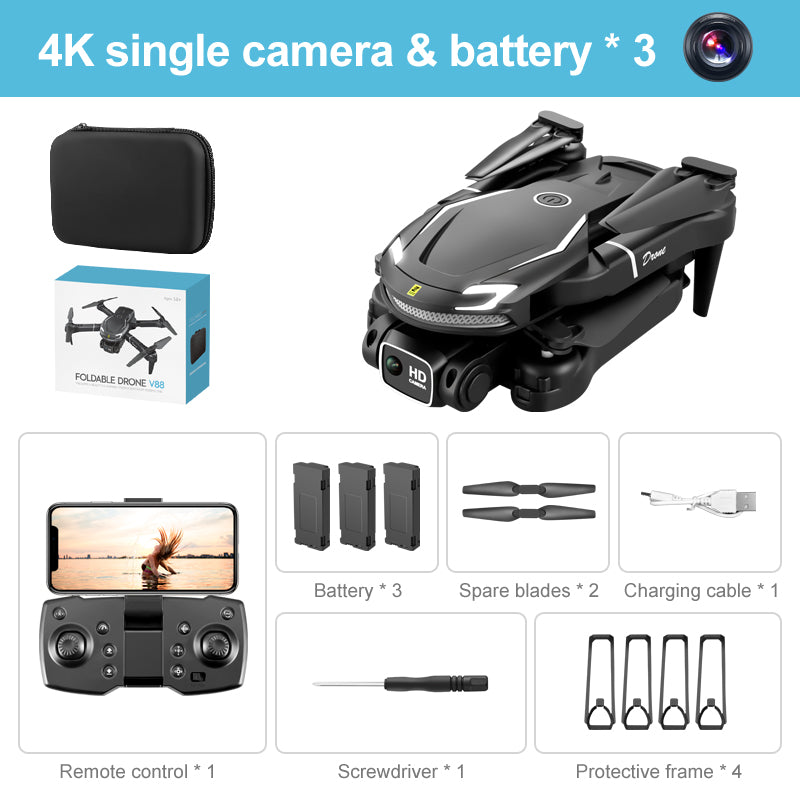 V88 UAV 4K Dual Camera HD Aerial Photography Folding Aircraft Fixed Altitude Remote Control