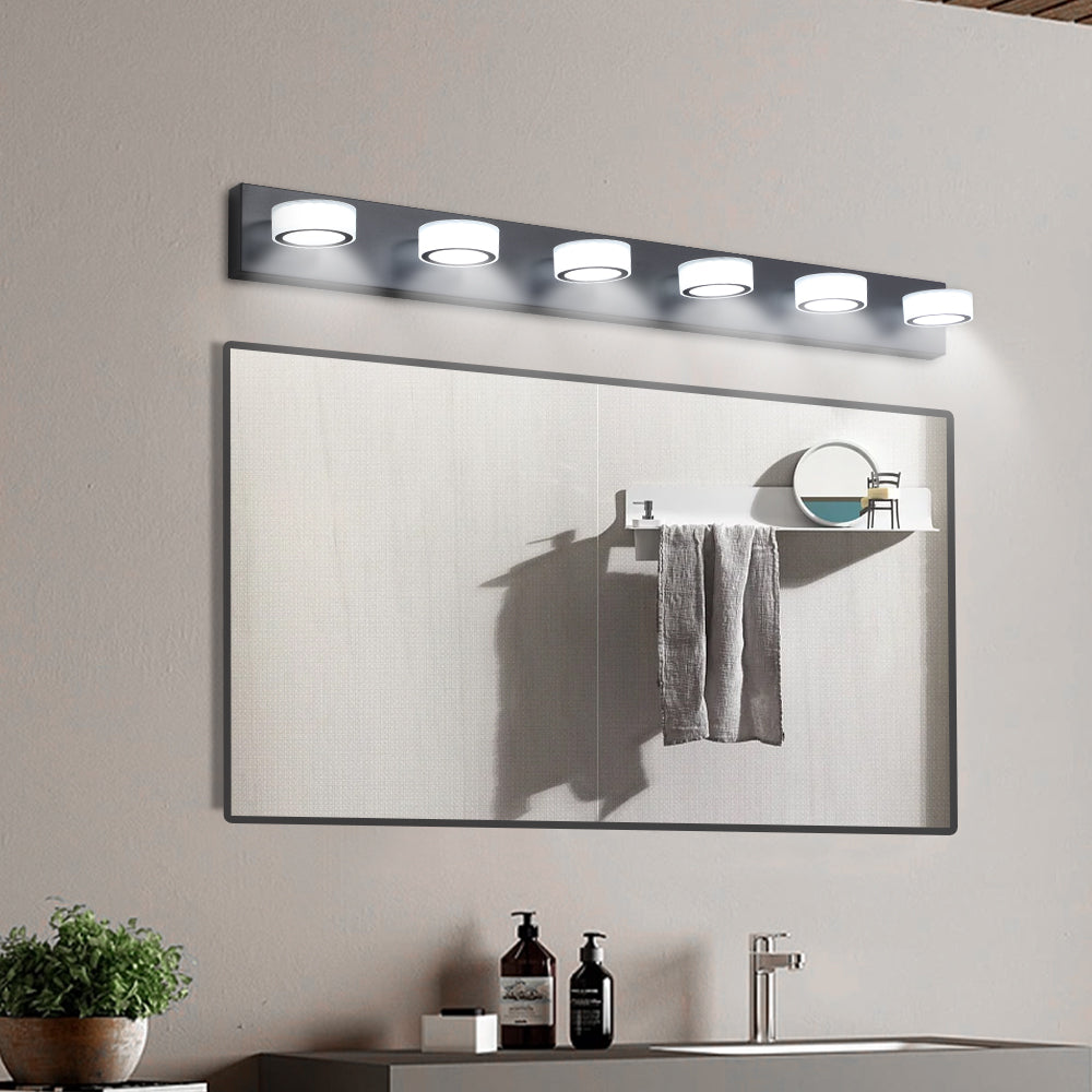 LED Modern Black 6-Light Vanity Lights Fixtures Over Mirror Bath Wall Lighting