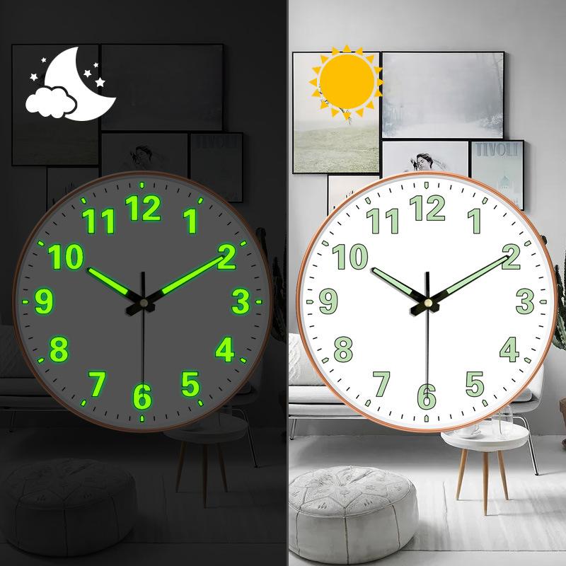 8-inch [20CM] creative living room clock, night light bedroom, simple and non perforated clock wall, clock watch wall