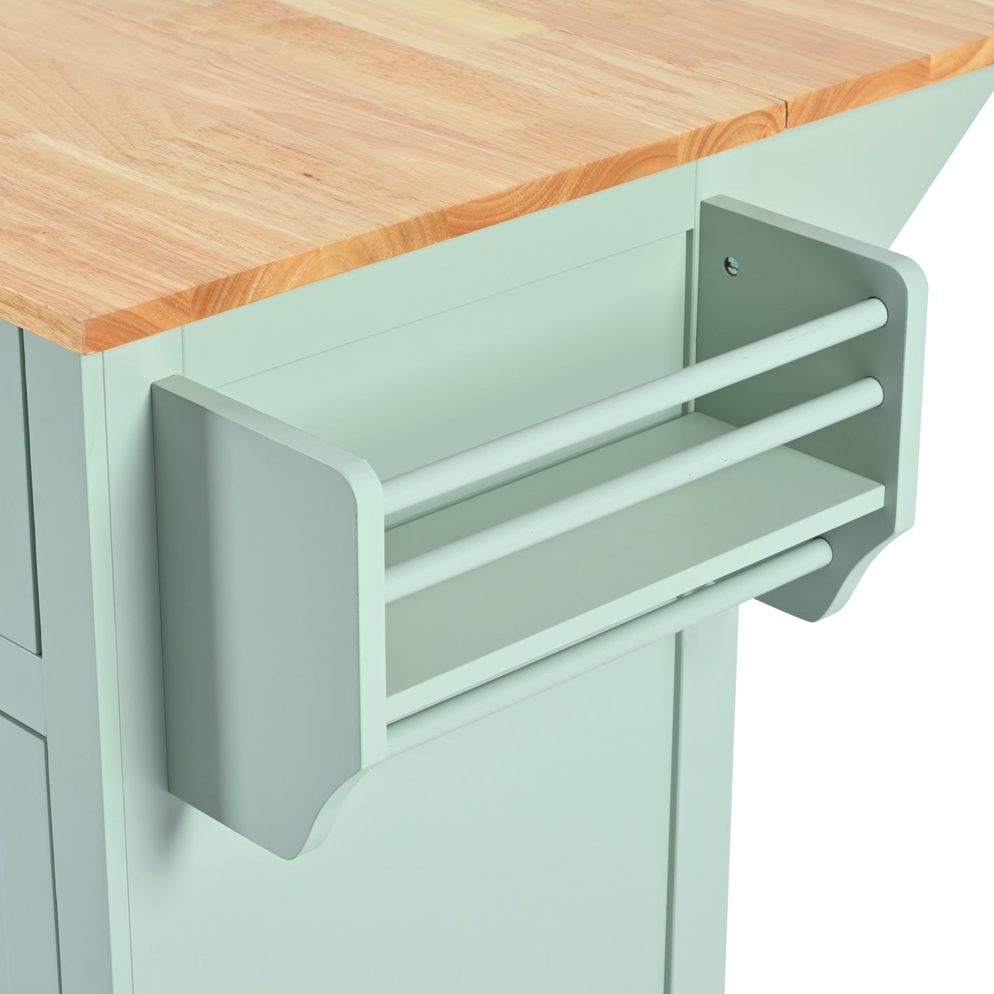 Kitchen trolley, cabinet door internal storage rack with storage cabinet and 3 dining room drawers, mint green