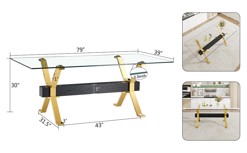 Dining table Modern tempered glass dining table Large modern office desk