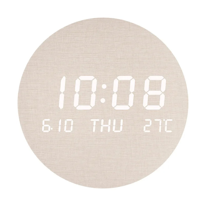 LED Digital Wall Clock Temperature Date Time Display Mute Creative Clock for Living Room Bedroom Nordic Style Hanging Clock