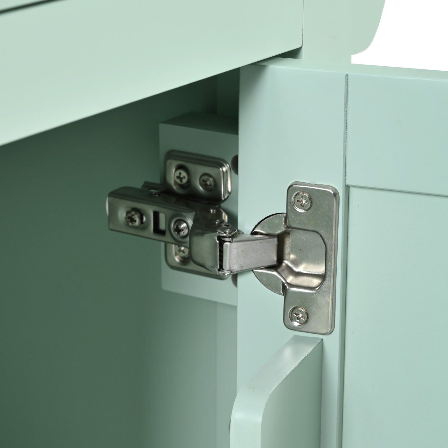 Kitchen trolley, cabinet door internal storage rack with storage cabinet and 3 dining room drawers, mint green