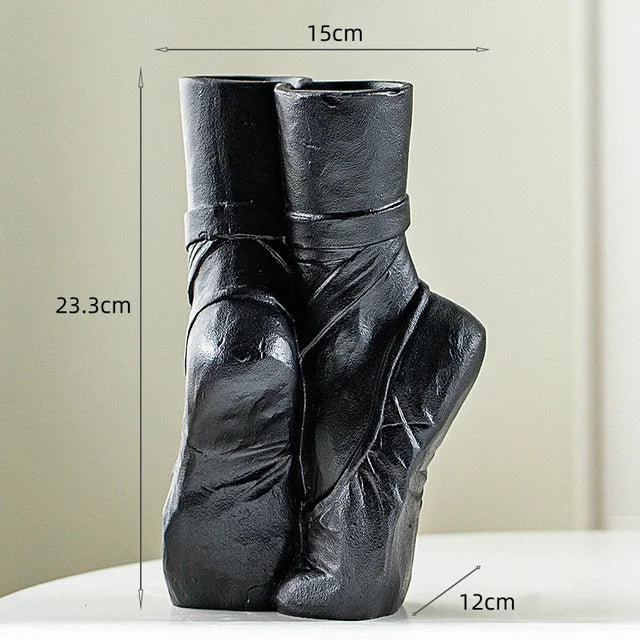 Ceramic Vase Ballet Shoes Dancer Realistic Portrait Sculpture Flower Vase Flower Arrangement Crafts Home Decoration Accessories