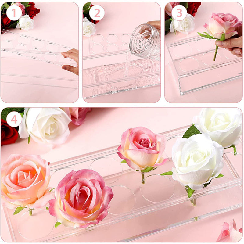 Flower Acrylic Vase Clear Rectangular Acrylic Vase With Lid Long Decorative Floral Vases