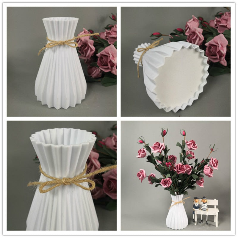 Plastic Vase European Style Home Decoration Vase Anti-ceramic Plastic Unbreakable Wedding Dried Flowers Plants Hydroponic Pots